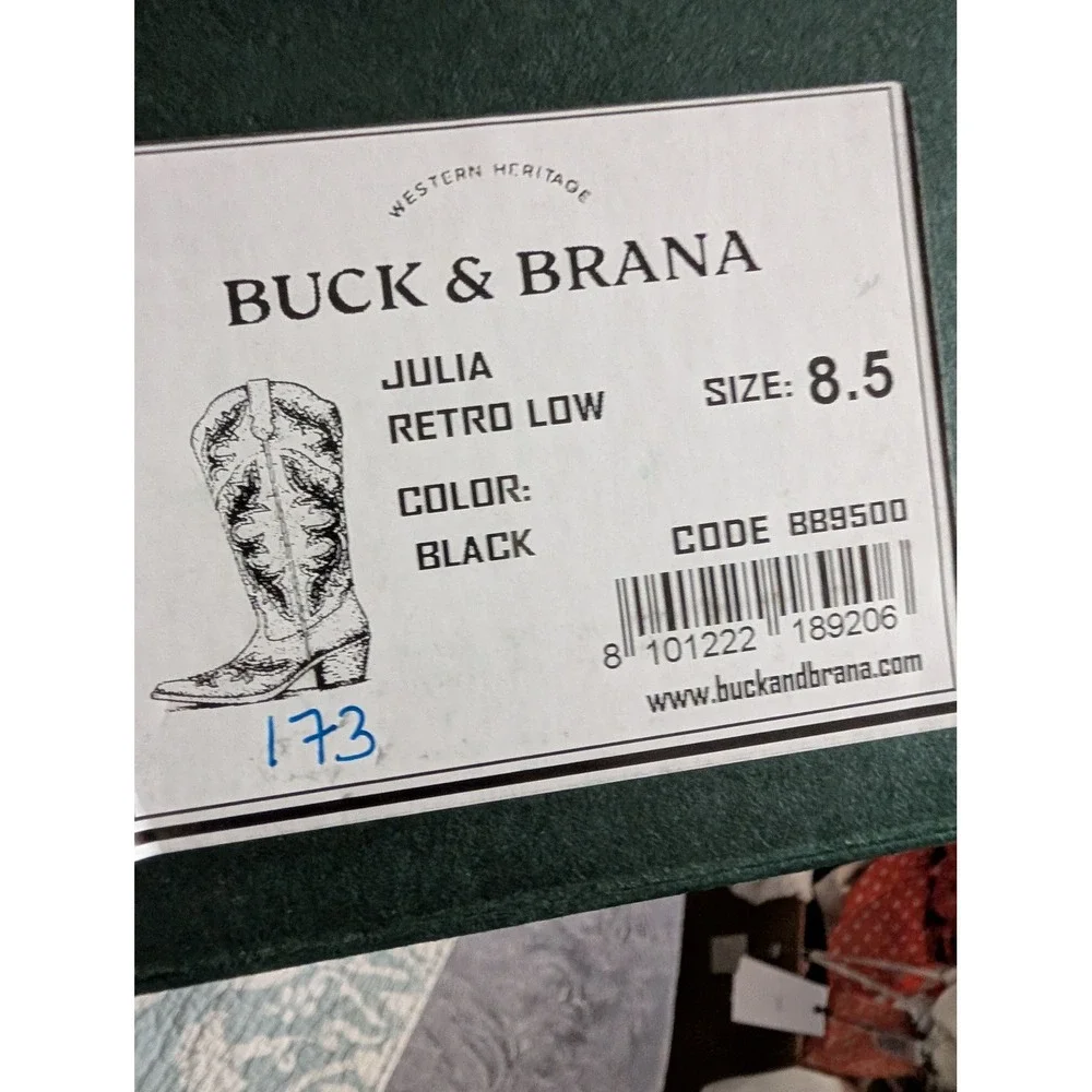 Buck & Brana Julia Black Leather Over The Knee Western Embroidered Boots 8.5 NEW
